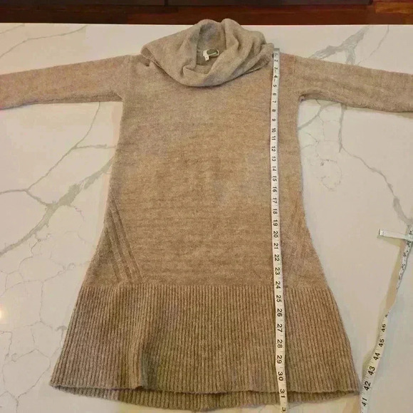 Anthropologie Cowl Neck Sweater Dress Tan Brown Size XS - Picture 4 of 9